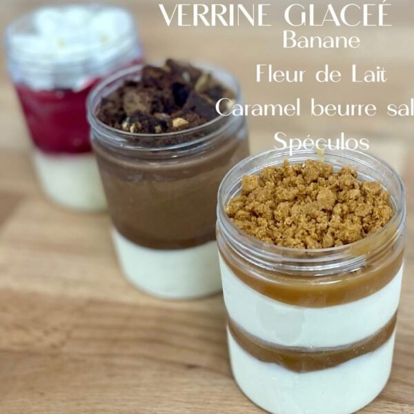 Verrine glacée Expression Sucrée Pâtisserie Fleur de lait Caramel beurre salée Spéculos