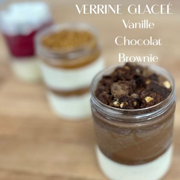 Verrine glacée Expression Sucrée Pâtisserie Vanille Chocolat Brownie